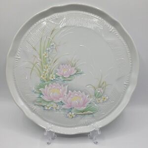 Vtg Pastaud Limoges France Round Platter Cake Plate Floral Painted Rehausse Main